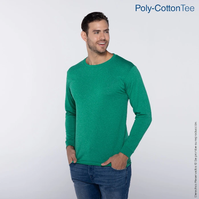Polera Cuello Redondo Manga Larga para Caballero · 50% Algodón 50% Poliéster
