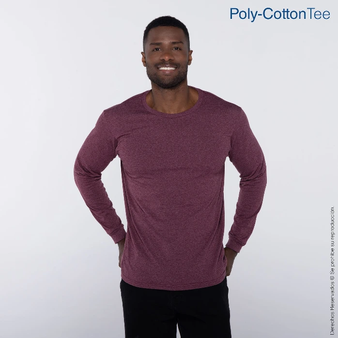 Polera Cuello Redondo Manga Larga para Caballero · 50% Algodón 50% Poliéster