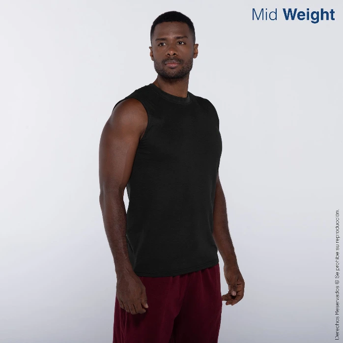 [C0310P04150C] Polera Cuello Redondo Sin Mangas para Caballero · 100% Algodón (Negro, S)