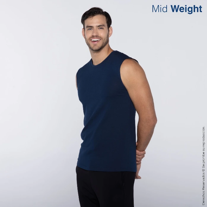 Polera Cuello Redondo Sin Mangas para Caballero · 100% Algodón