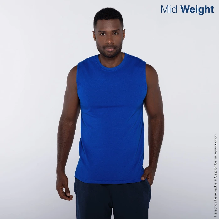 Polera Cuello Redondo Sin Mangas para Caballero · 100% Algodón