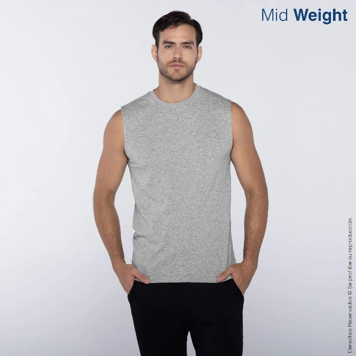 Polera Cuello Redondo Sin Mangas para Caballero · 100% Algodón
