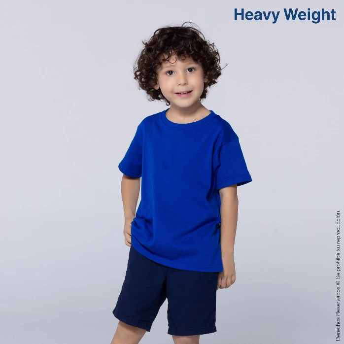 Polera Peso Completo Cuello Redondo Manga Corta Unisex para Niño · 100% Algodón