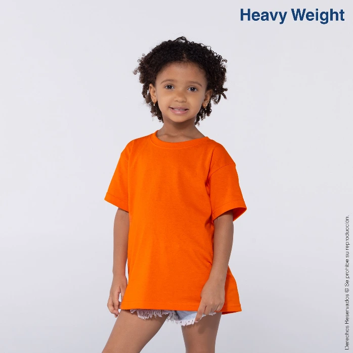 Polera Peso Completo Cuello Redondo Manga Corta Unisex para Niño · 100% Algodón