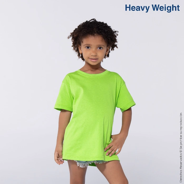 Polera Peso Completo Cuello Redondo Manga Corta Unisex para Niño · 100% Algodón