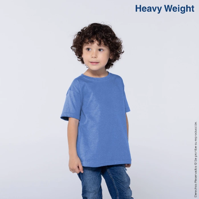 Polera Peso Completo Cuello Redondo Manga Corta Unisex para Niño · 100% Algodón