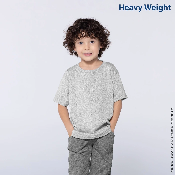 Polera Peso Completo Cuello Redondo Manga Corta Unisex para Niño · 100% Algodón