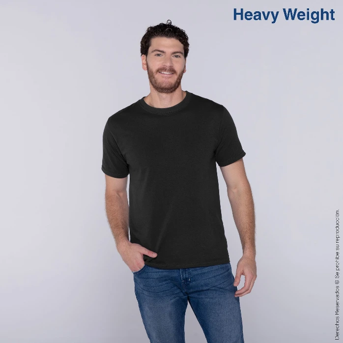 [C0300P04150C] Polera Peso Completo Cuello Redondo Manga Corta para Caballero · 100% Algodón (Negro, S)