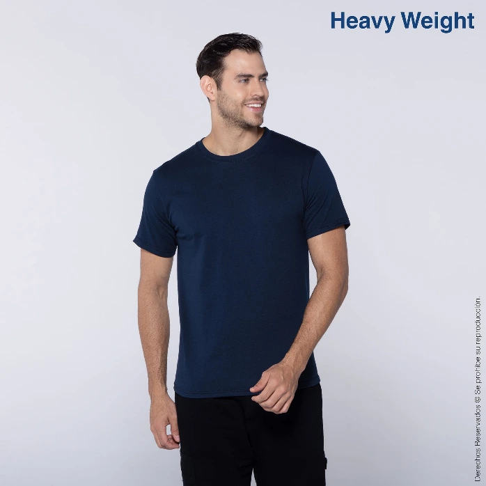 Polera Peso Completo Cuello Redondo Manga Corta para Caballero · 100% Algodón