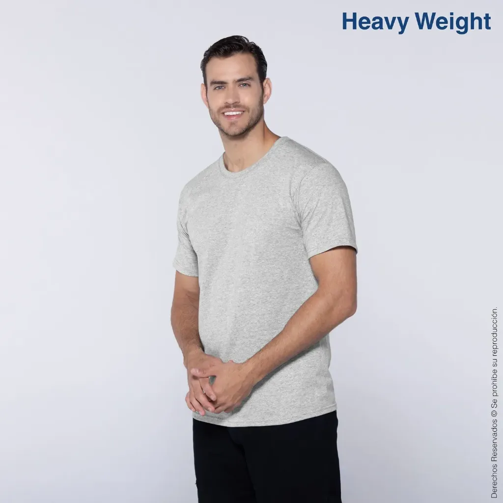 Polera Peso Completo Cuello Redondo Manga Corta para Caballero · 100% Algodón
