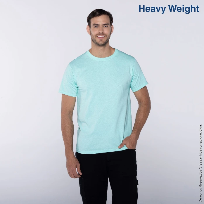 Polera Peso Completo Cuello Redondo Manga Corta para Caballero · 100% Algodón