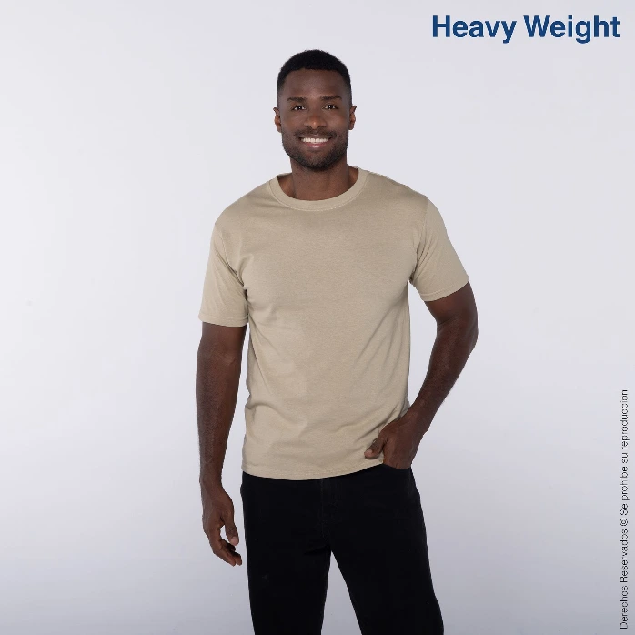 Polera Peso Completo Cuello Redondo Manga Corta para Caballero · 100% Algodón