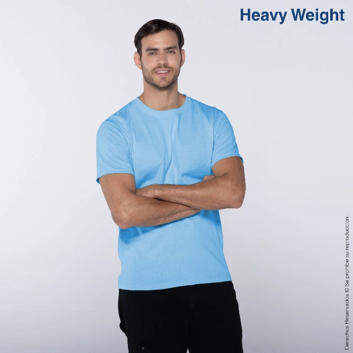 Polera Peso Completo Cuello Redondo Manga Corta para Caballero · 100% Algodón
