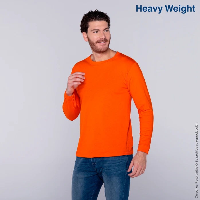 Polera Peso Completo Cuello Redondo Manga Larga para Caballero · 100% Algodón