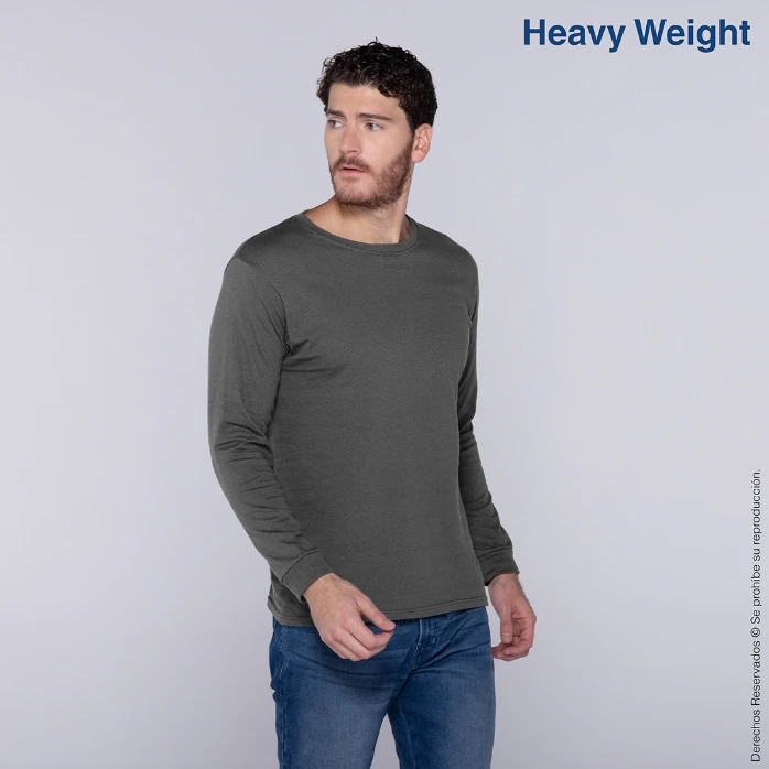 Polera Peso Completo Cuello Redondo Manga Larga para Caballero · 100% Algodón