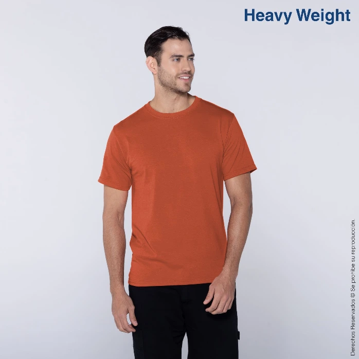 Polera Peso Completo Cuello Redondo Manga Corta para Caballero · 100% Algodón