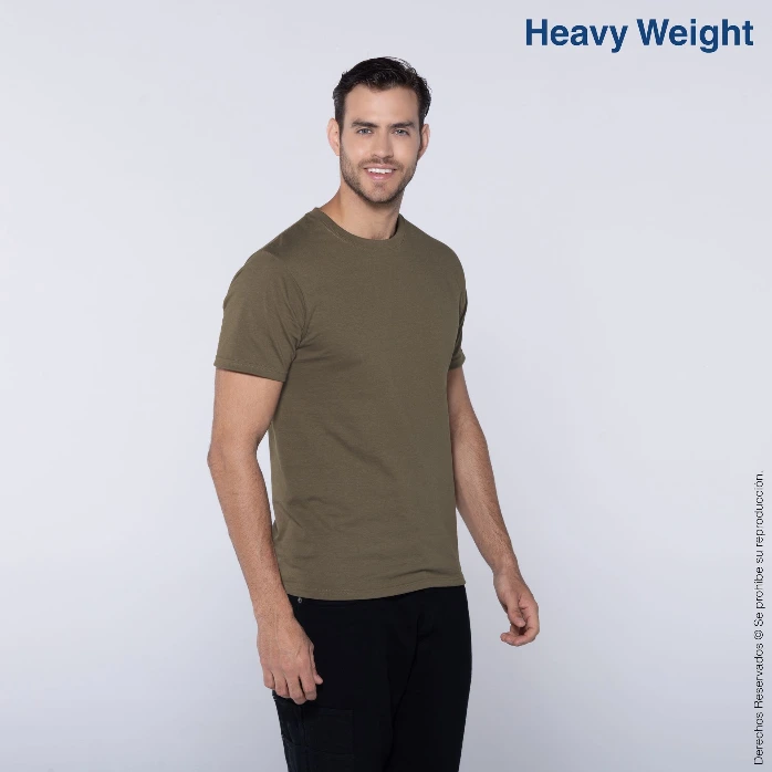Polera Peso Completo Cuello Redondo Manga Corta para Caballero · 100% Algodón