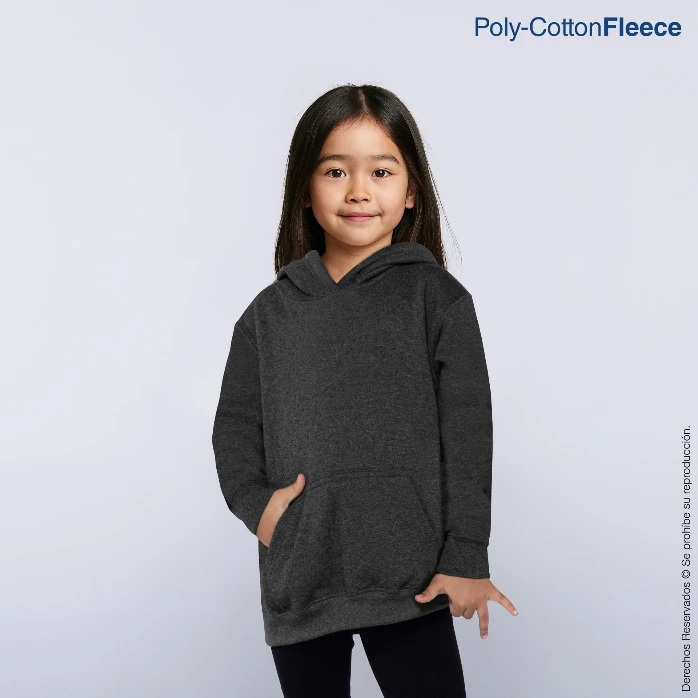 Polerón con Capucha y Cangurera Infantil · 50% Algodón 50% Poliéster
