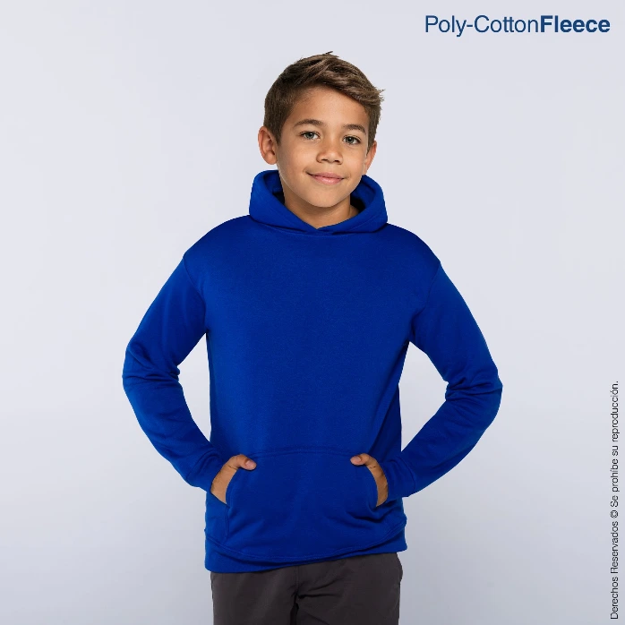 Polerón con Capucha y Cangurera Infantil · 50% Algodón 50% Poliéster