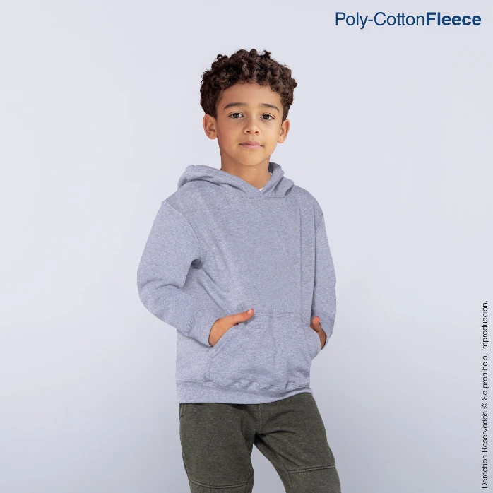 Polerón con Capucha y Cangurera Infantil · 50% Algodón 50% Poliéster
