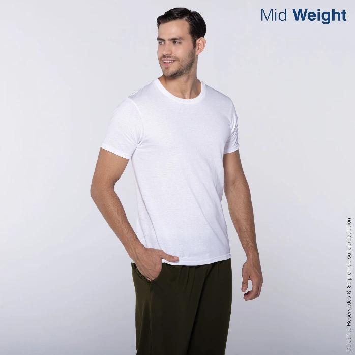 Polera Cuello Redondo Manga Corta para Caballero · 100% Algodón