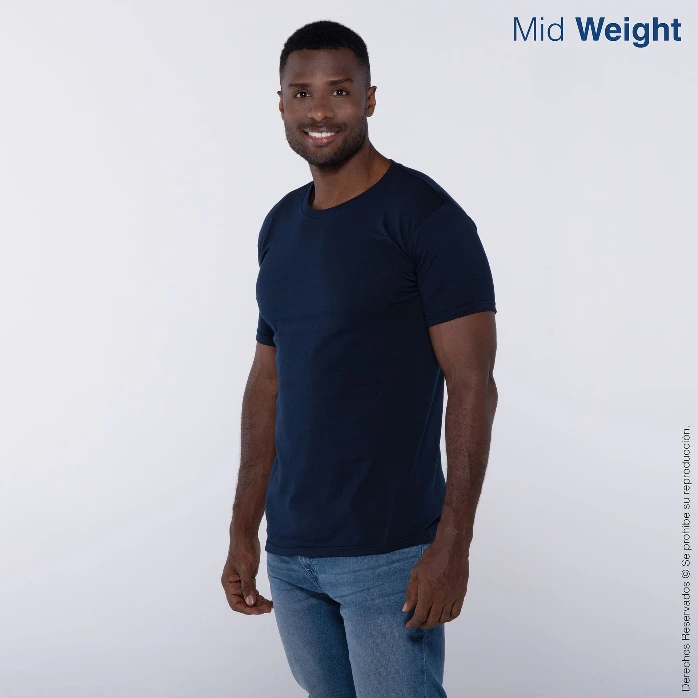 Polera Cuello Redondo Manga Corta para Caballero · 100% Algodón
