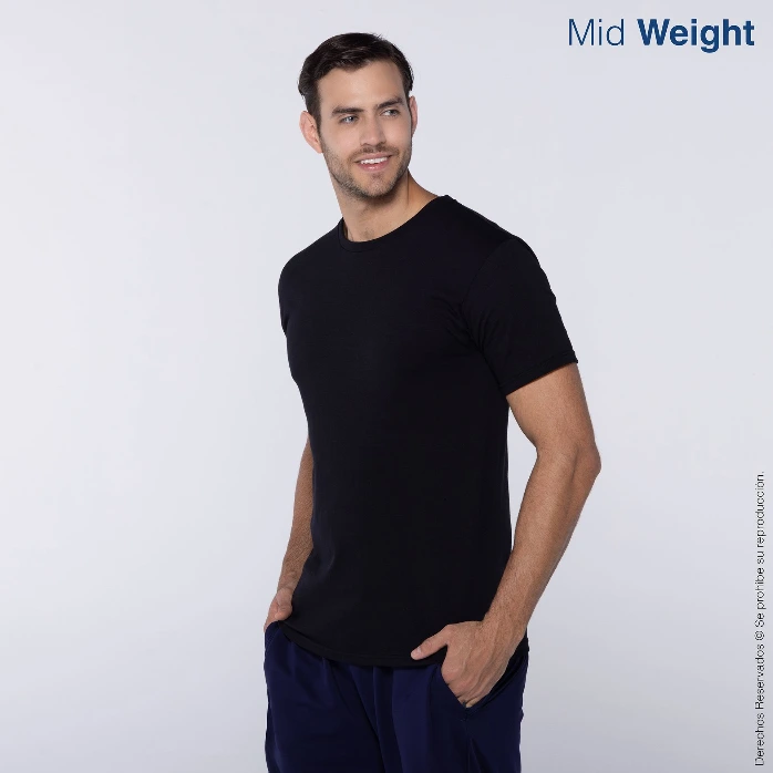 [C0200P04150C] Polera Cuello Redondo Manga Corta para Caballero · 100% Algodón (Negro, S)