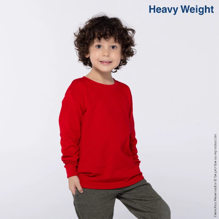 Polera Peso Completo Cuello Redondo Manga Larga Unisex para Niños · 100% Algodó
