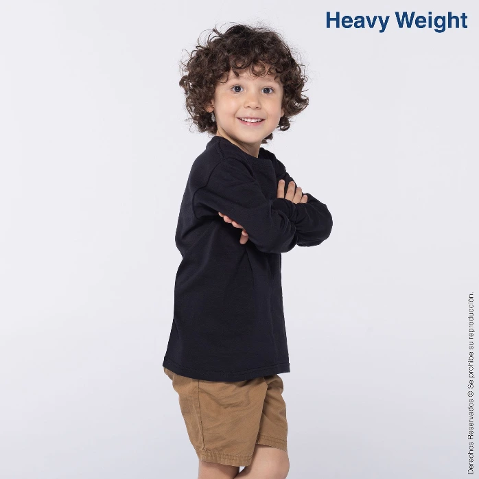 [N0304P04150C] Polera Peso Completo Cuello Redondo Manga Larga Unisex para Niños · 100% Algodó (Negro, S)