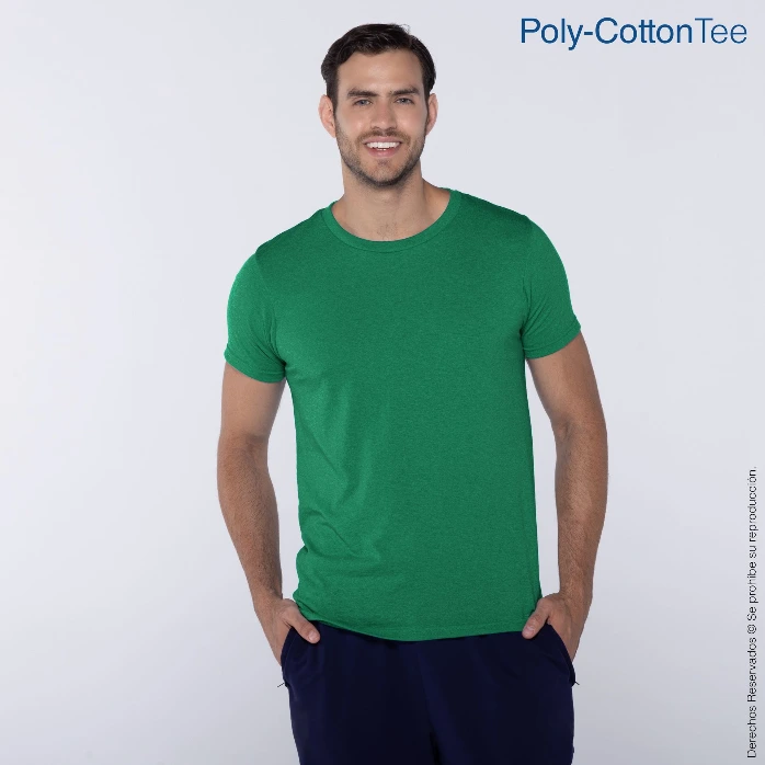 Polera Cuello Redondo Manga Corta para Caballero · 50% Algodón 50% Poliéster