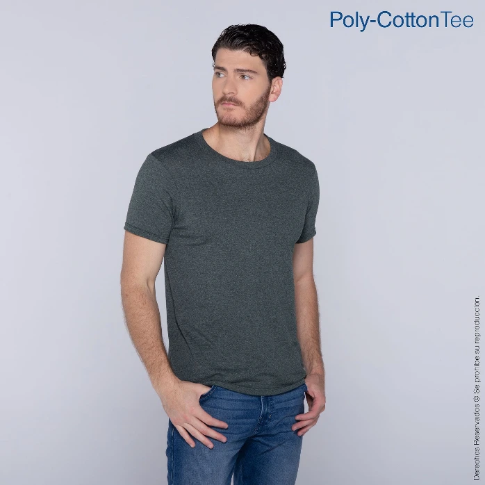 Polera Cuello Redondo Manga Corta para Caballero · 50% Algodón 50% Poliéster