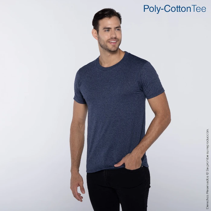 Polera Cuello Redondo Manga Corta para Caballero · 50% Algodón 50% Poliéster