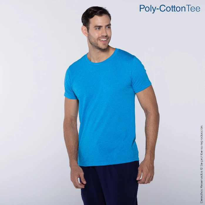 Polera Cuello Redondo Manga Corta para Caballero · 50% Algodón 50% Poliéster